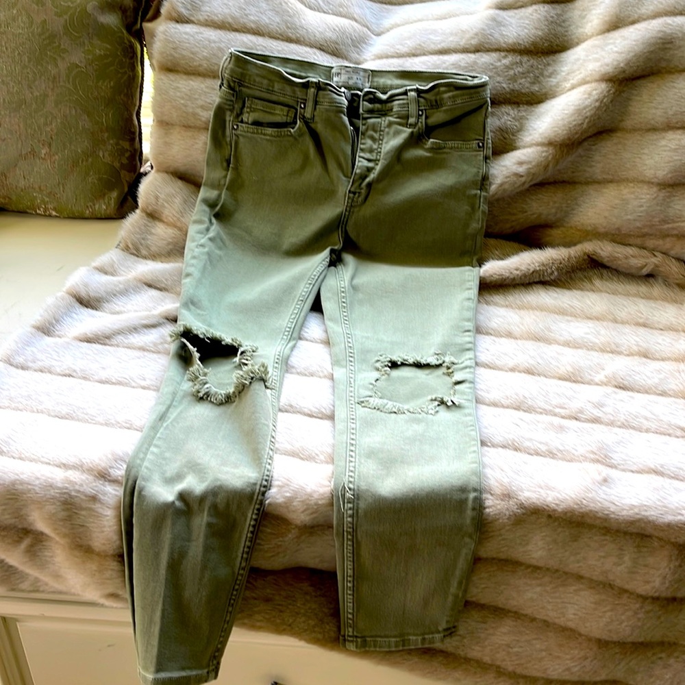 Free People Kaki Green Skinny Jeans
